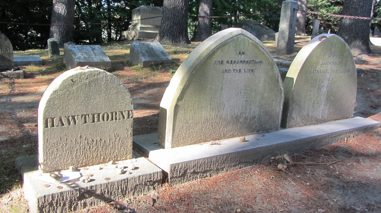 Nathaniel, Spohia & Una Hawthorne graves, Sleepy Hollow Cemetery, Concord, Massachusetts