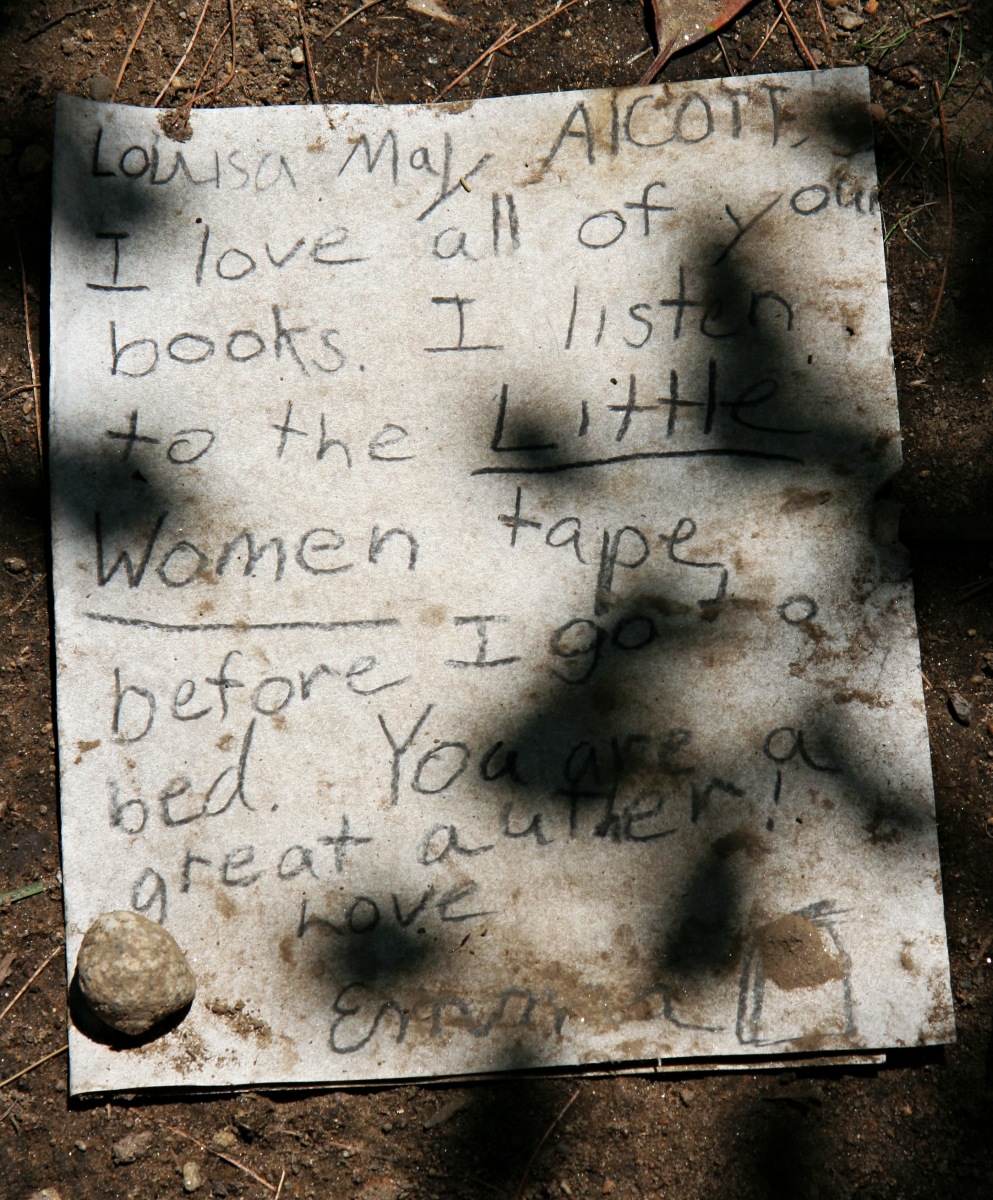 Note at Louisa May Alcott's Grave, Sleepy Hollow Cemetery, Concord MA